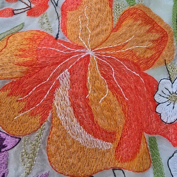 MOOERKERR Dress Floral Embroidered Body Sleeveless Back Zip Sz M - Picture 10 of 13